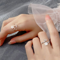 Sterling Silver Shell Flower Adjustable Ring