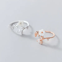Sterling Silver Shell Flower Adjustable Ring