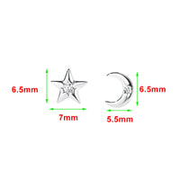 Sterling Silver Star Moon Mini Stud Earrings
