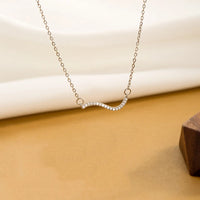 Sterling Silver Wave Line Cubic Zirconia Necklace