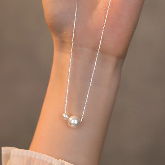 Sterling Silver Bead and Pearl Choker Necklace