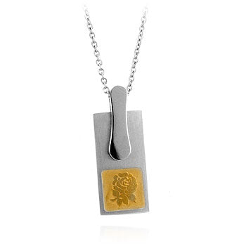 Floral Silhouette Pendant in Stainless Steel