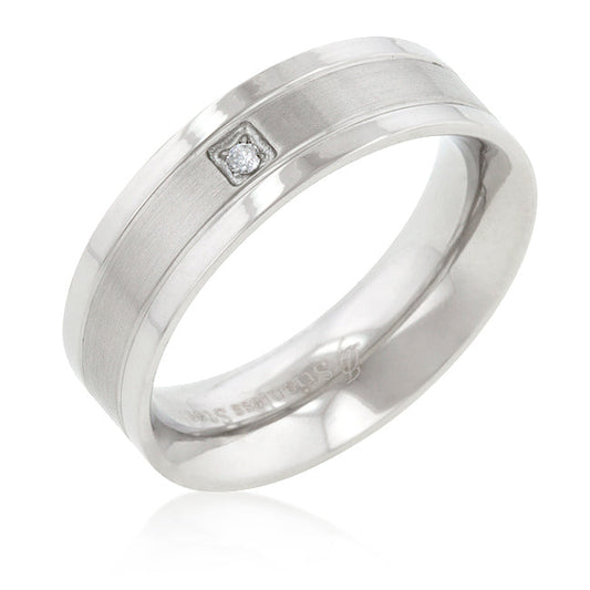 Solitaire Cubic Zirconia Ring in Stainless Steel
