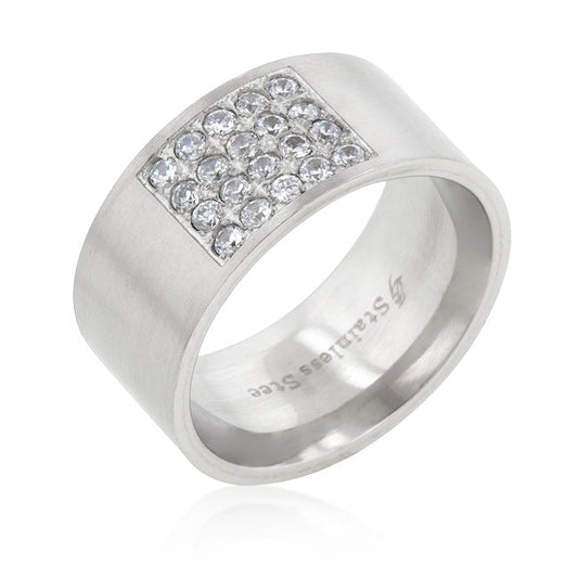 Pave Cubic Zirconia Men's Ring (Stainless Steel)