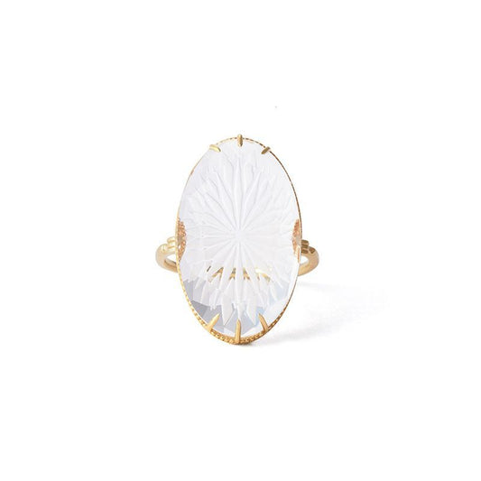 Oval Natural Quartz Sterling Silver Ring