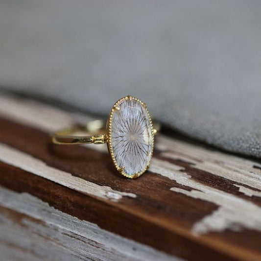 Oval Natural Quartz Sterling Silver Ring