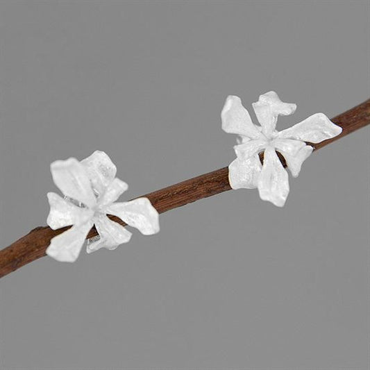 Beautiful Flowers Sterling Silver Stud Earrings