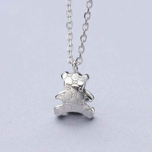 Simple Cute Bear 925 Sterling Silver Necklace