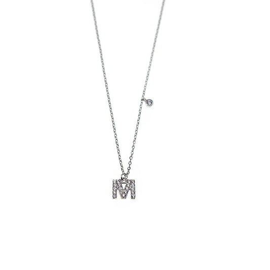 CZ A-Z Initial Necklace in 925 Sterling Silver