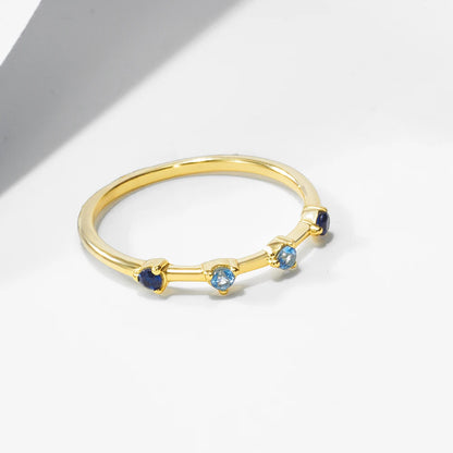 Sterling Silver Created Sapphire and Blue Topaz Stackable Ring