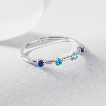 Sterling Silver Created Sapphire and Blue Topaz Stackable Ring