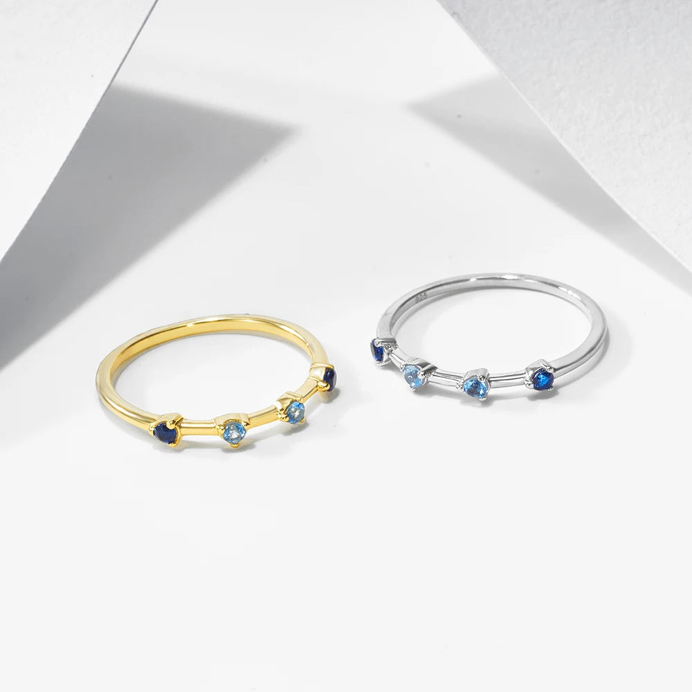 Sterling Silver Created Sapphire and Blue Topaz Stackable Ring