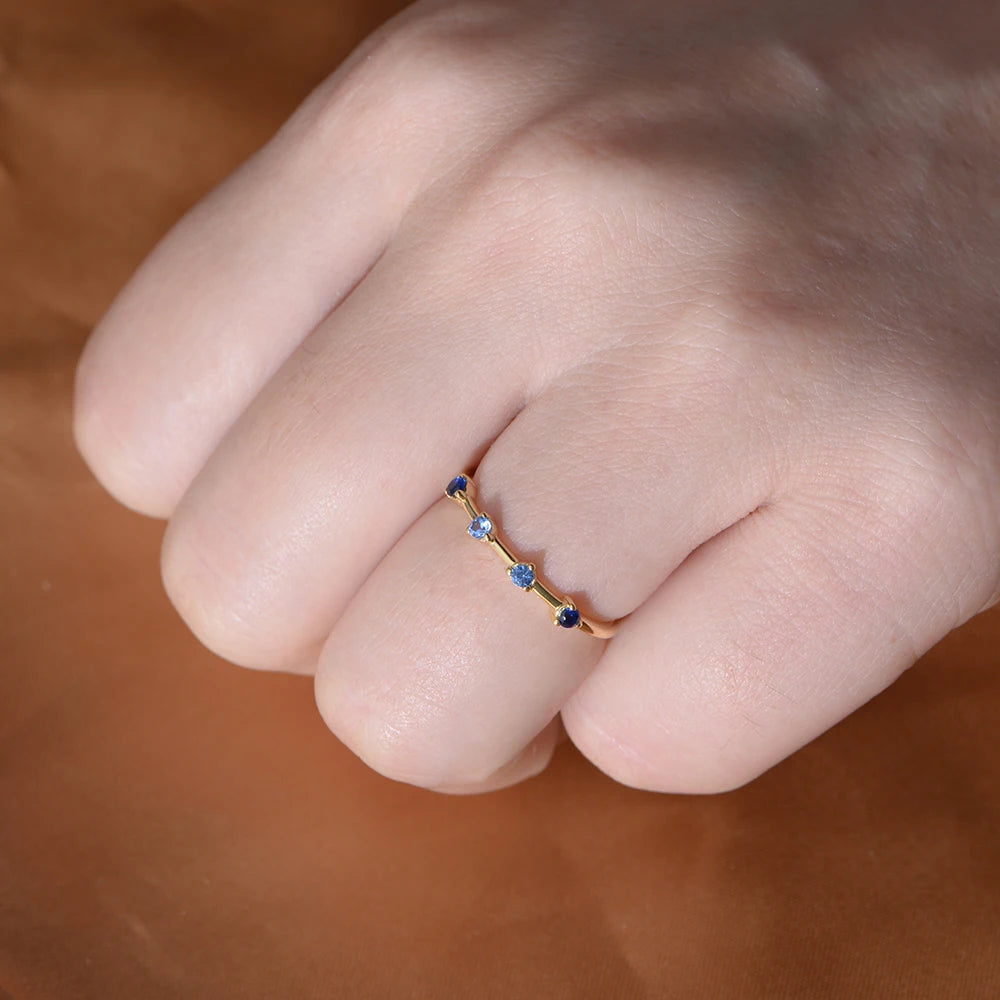 Sterling Silver Created Sapphire and Blue Topaz Stackable Ring