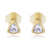 Sterling Silver Cubic Zirconia Triangle Stud Earrings