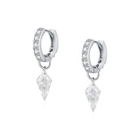 Sterling Silver Cubic Zirconia Drop Hoop Earrings