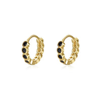 Gold Plated Sterling Silver Black Hoop Earrings
