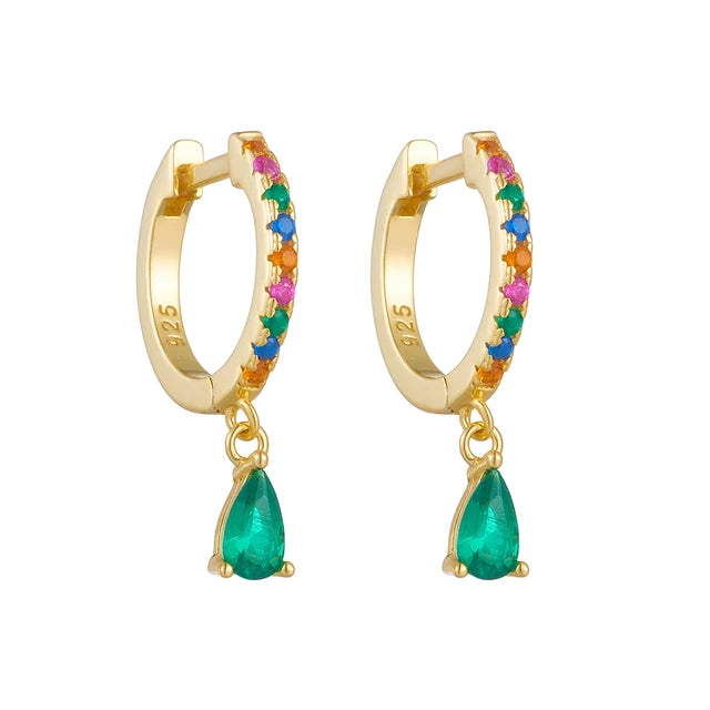 Sterling Silver Green Drop Earrings