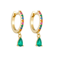 Sterling Silver Green Drop Earrings