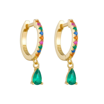 Sterling Silver Green Drop Earrings