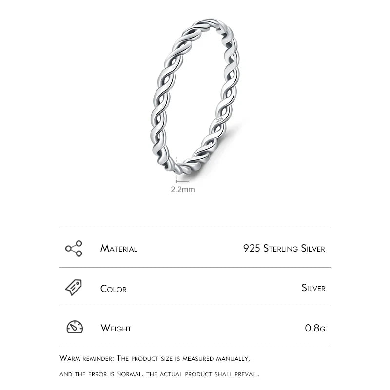 Sterling Silver Twisted Thin Stackable Ring