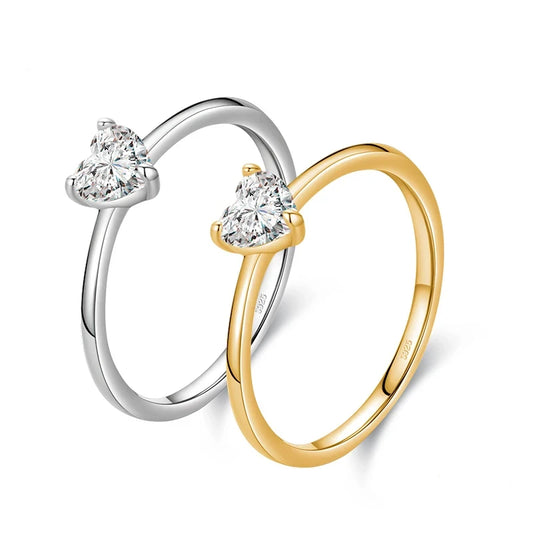 Heart Shape Solitaire Ring in Sterling Silver