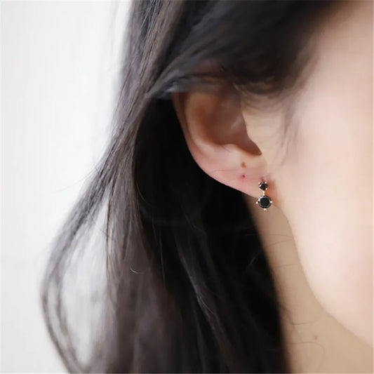 Sterling Silver Black Stud Earrings