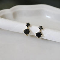 Sterling Silver Black Stud Earrings