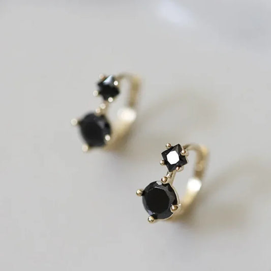 Sterling Silver Black Stud Earrings