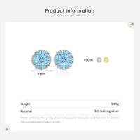 Sterling Silver Pave Turquoise Stud Earrings