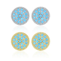 Sterling Silver Pave Turquoise Stud Earrings