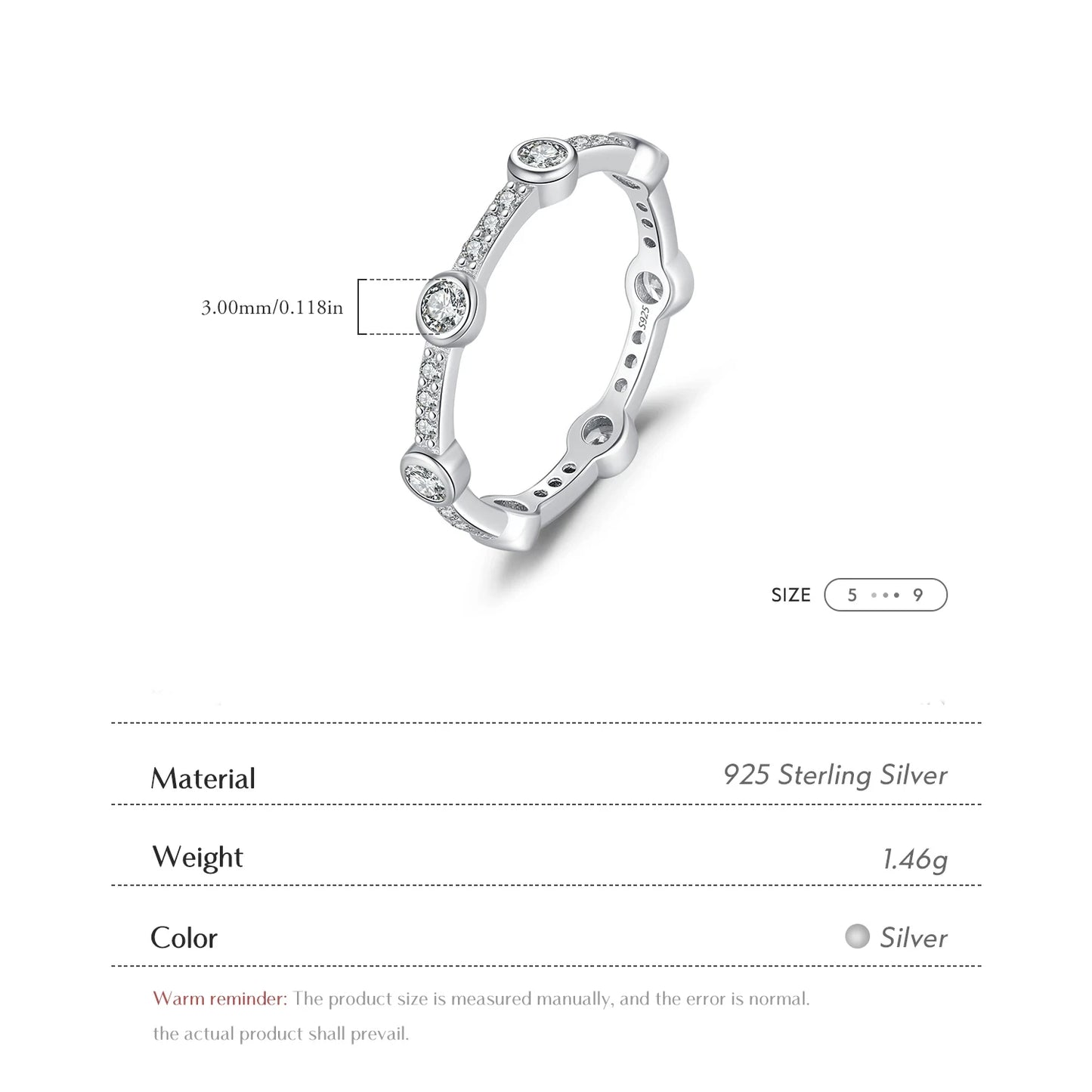 Cubic Zirconia Eternity Ring in Sterling Silver