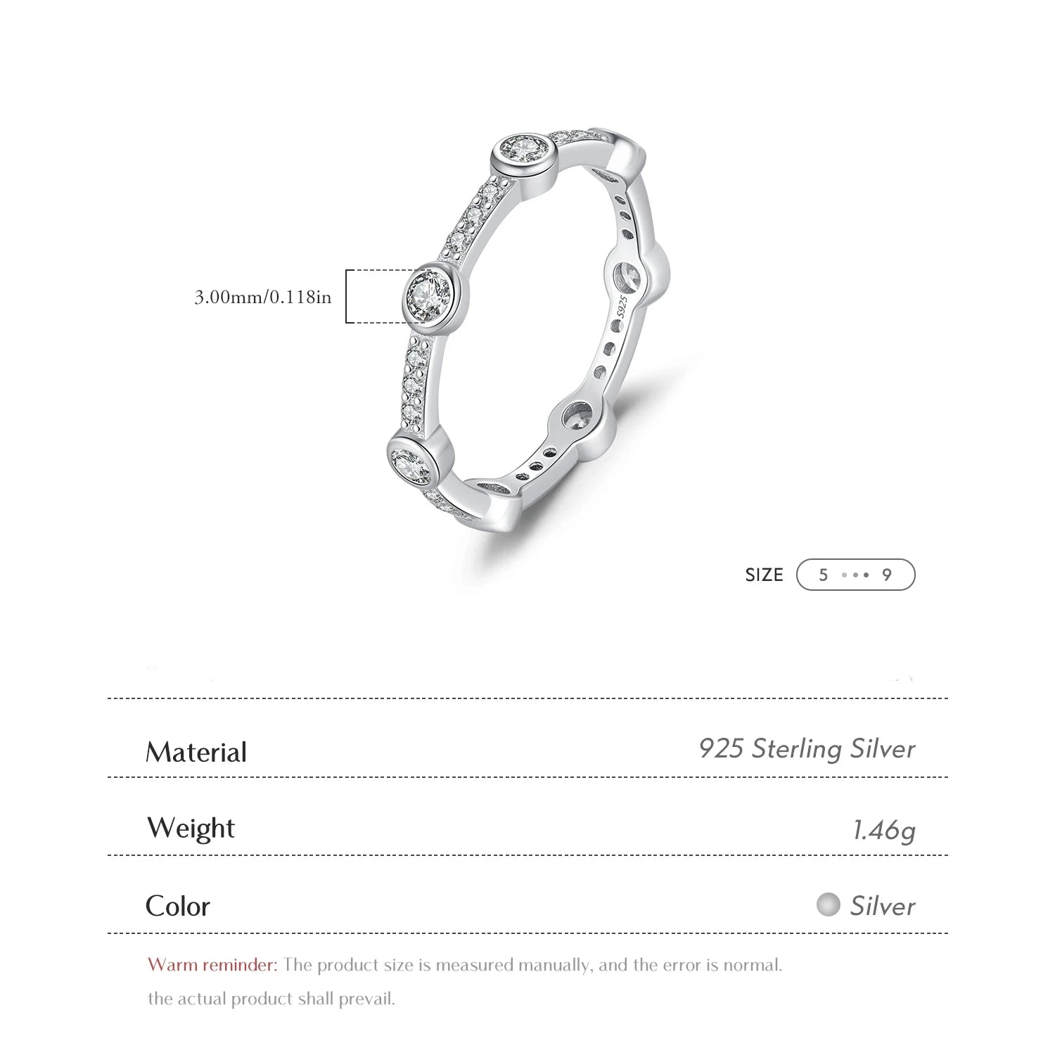 Cubic Zirconia Eternity Ring in Sterling Silver