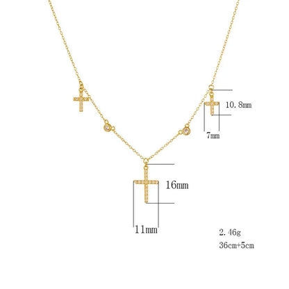 Sterling Silver Dangle Cross Charms Necklace