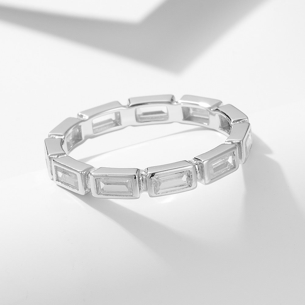 Sterling Silver Baguette Cut Eternity Ring