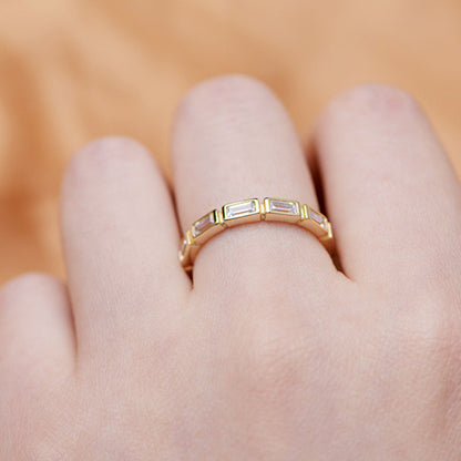 Sterling Silver Baguette Cut Eternity Ring