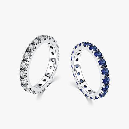 Sterling Silver Blue and Clear Eternity Band Ring
