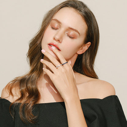 Sterling Silver Blue and Clear Eternity Band Ring