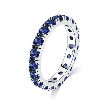 Sterling Silver Blue and Clear Eternity Band Ring