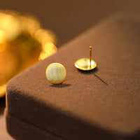 Brushed Finish Gold Disc Stud Earrings