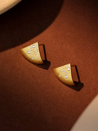 Gold Plated Brushed Triangle Earrings