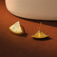 Gold Plated Brushed Triangle Earrings