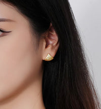 Gold Plated Brushed Triangle Earrings