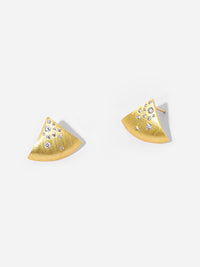 Gold Plated Brushed Triangle Earrings