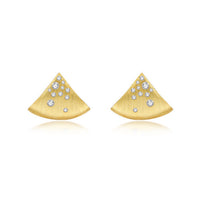 Gold Plated Brushed Triangle Earrings