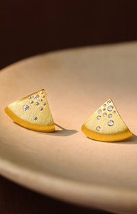 Gold Plated Brushed Triangle Earrings