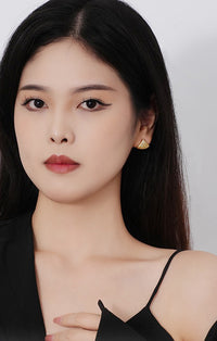 Gold Plated Brushed Triangle Earrings