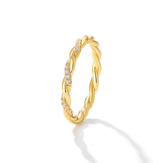 Sterling Silver Cubic Zirconia Twist Band Ring
