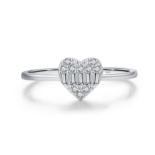 Sterling Silver Heart Cluster Ring