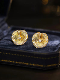 Gold Plated Lotus Leaf Stud Earrings