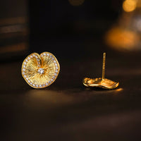 Gold Plated Lotus Leaf Stud Earrings